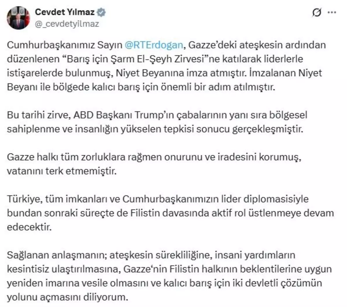 cevdet yilmaz turkiye filistin davasinda aktif rol ustlenecek Qc4WWM7K.jpg